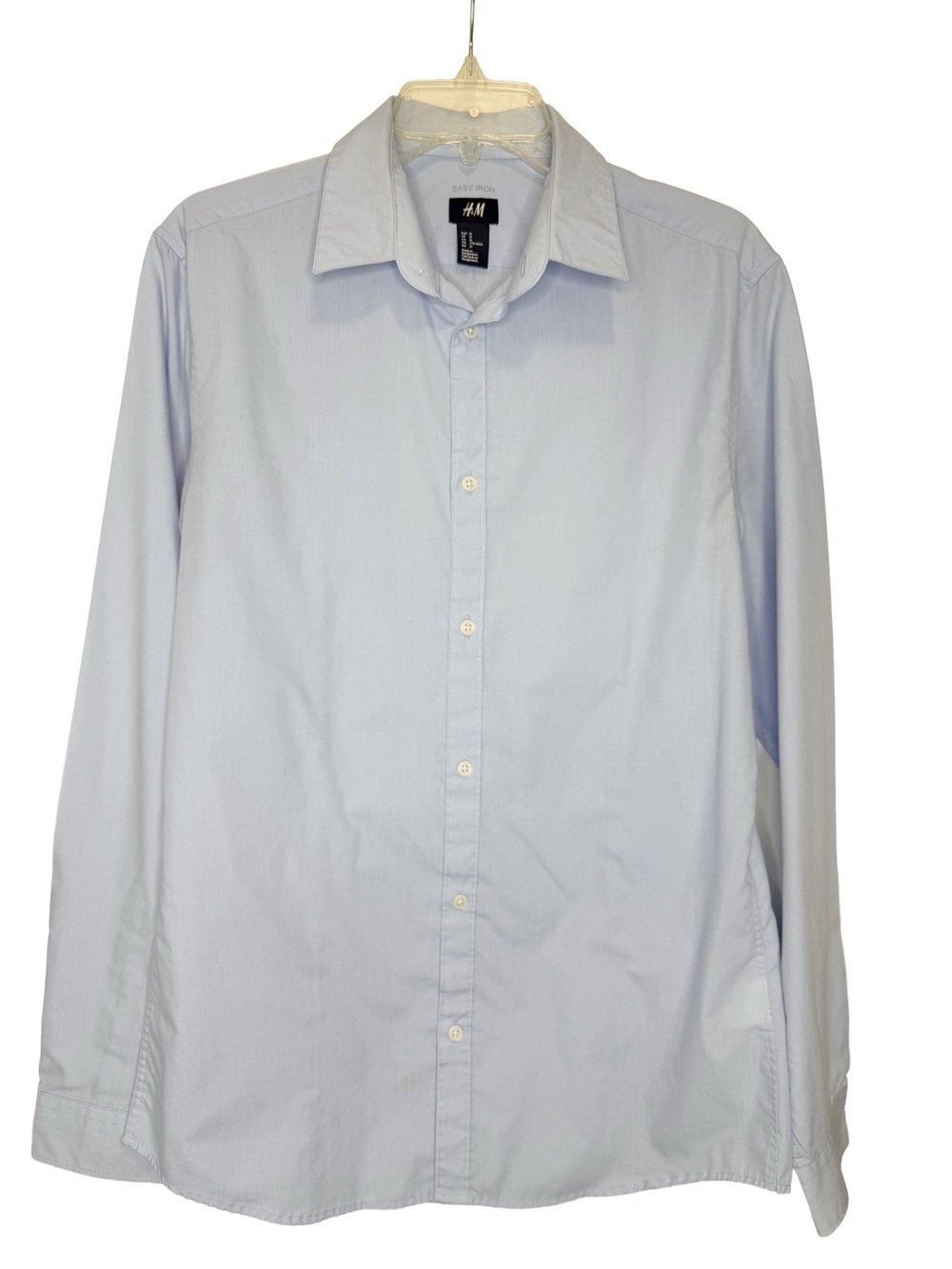 EUC-H&M Easy Iron Slim Fit Button Down Long Sleeve Men's Dress Shirt Lt Blue MD